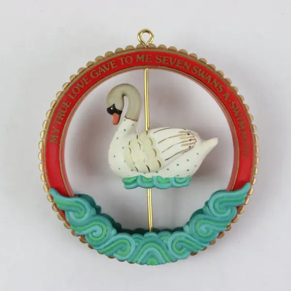 Vintage 1991 Enesco Treasury of Christmas Ornaments - "Seven Swans A Swimming"