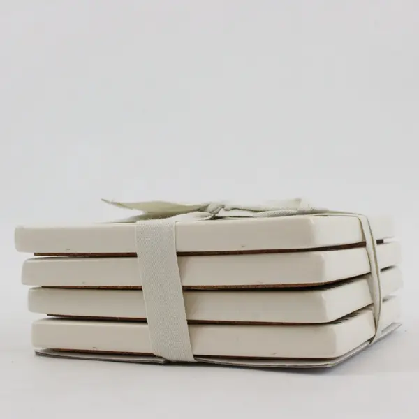 Threshold Stoneware Coasters Set of 4 White Black Table Protectors