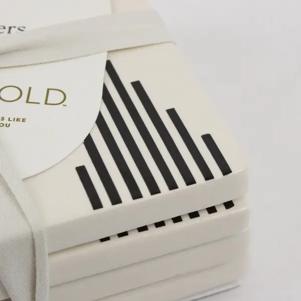 Threshold Stoneware Coasters Set of 4 White Black Table Protectors