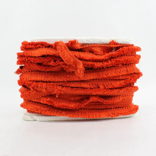 Vintage Orange Woven Fringed Trim 40 Ft x 1" Sewing Crafts Upholstery