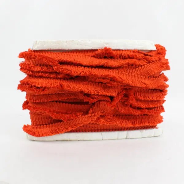 Vintage Orange Woven Fringed Trim 40 Ft x 1" Sewing Crafts Upholstery