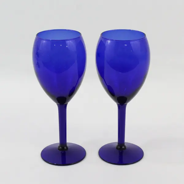 Set of 2 Vintage Libbey Premiere Cobalt Blue 8" Water Goblets 