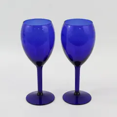 Set of 2 Vintage Libbey Premiere Cobalt Blue 8" Water Goblets 