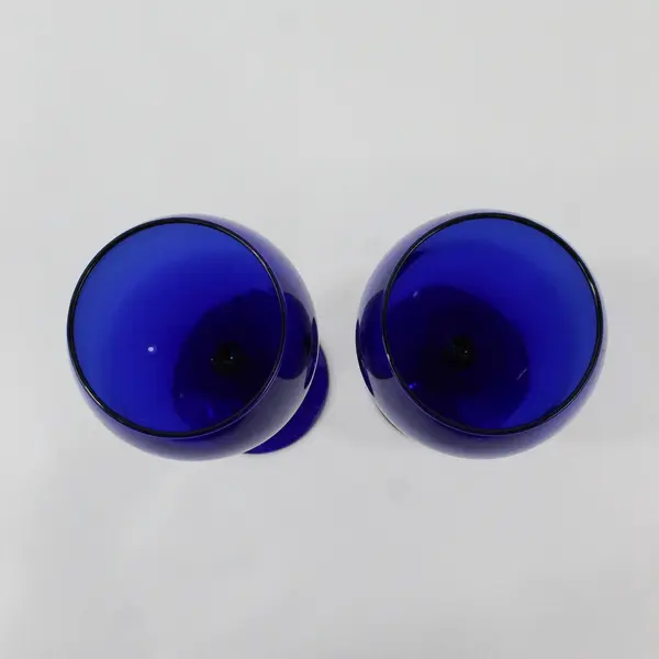 Set of 2 Vintage Libbey Premiere Cobalt Blue 8" Water Goblets 
