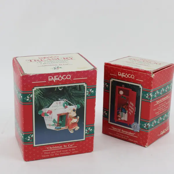 Lot of 2 Enesco Ornament Boxes Christmas To Go Special Keepsakes 586722