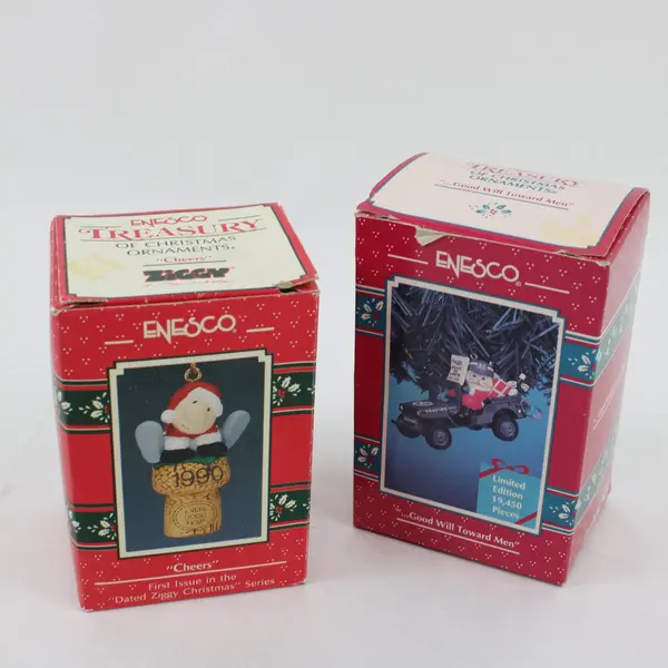 Lot of 2 Enesco 1990 Cheers Ziggy 1st Jeep Good Will Toward Men MPN132942
