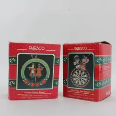 Lot of 2 Enesco Xmas Ornaments 573965 Twelve Pipers Piping On Target Two-gether