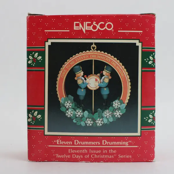 Lot of 2 Enesco 573965 Twelve Days Xmas Ornaments 11 Drummers 12 Pipers