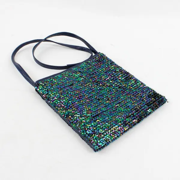 Unbranded Iridescent Sequined Square Shoulder Bag Purple Gold Teal Blue Green