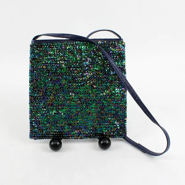 Unbranded Iridescent Sequined Square Shoulder Bag Purple Gold Teal Blue Green