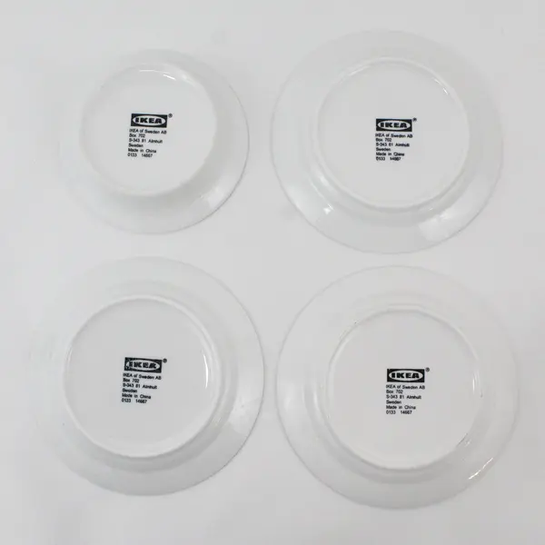 IKEA Almhult Bread Plates 3 & Matching Fruit Bowl 4-Pc Set
