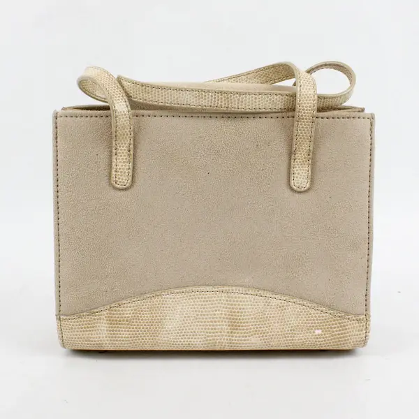 Kate Spade Beige Faux Leather Handbag Purse Bow Accent