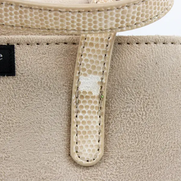 Kate Spade Beige Faux Leather Handbag Purse Bow Accent
