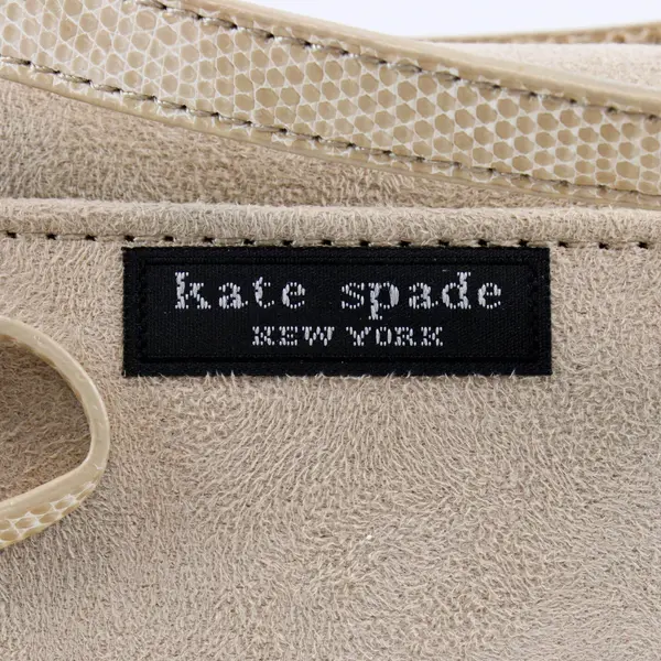 Kate Spade Beige Faux Leather Handbag Purse Bow Accent