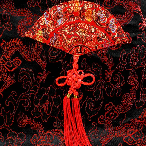 Red Black Satin Chinese Style Embroidered Shoulder Bag Purse