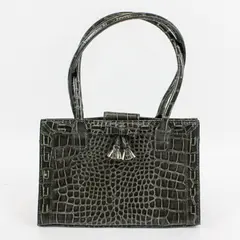 Liz Claiborne Black Faux Alligator Faux Leather Handbag Purse