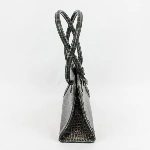 Liz Claiborne Black Faux Alligator Faux Leather Handbag Purse