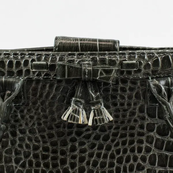 Liz Claiborne Black Faux Alligator Faux Leather Handbag Purse