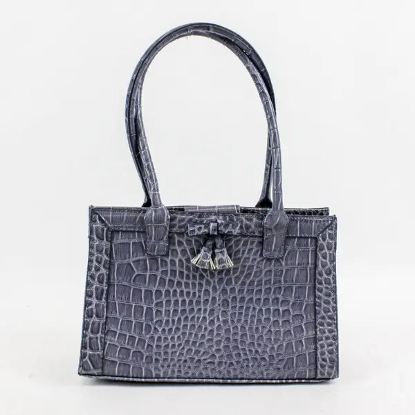 Liz Claiborne Blue Gray Faux Alligator Leather Handbag Purse
