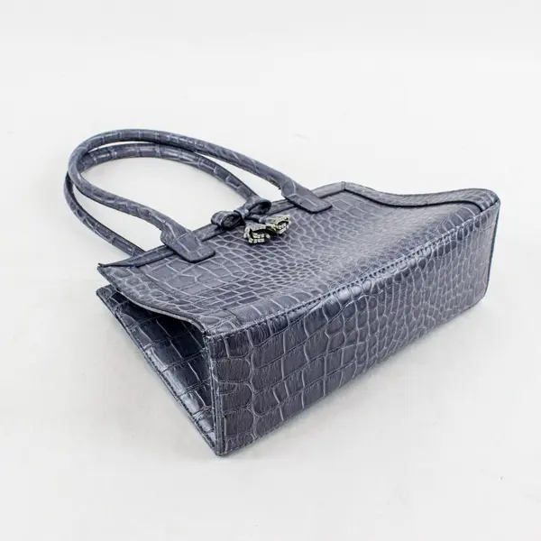 Liz Claiborne Blue Gray Faux Alligator Leather Handbag Purse