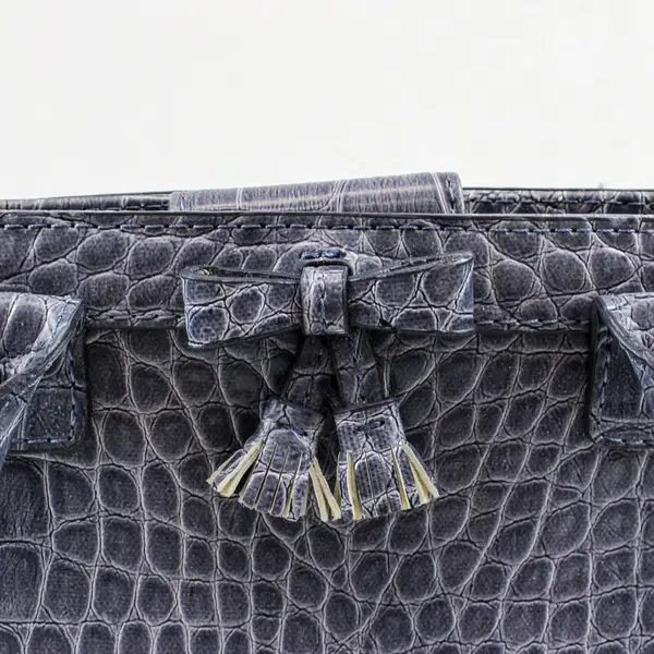 Liz Claiborne Blue Gray Faux Alligator Leather Handbag Purse