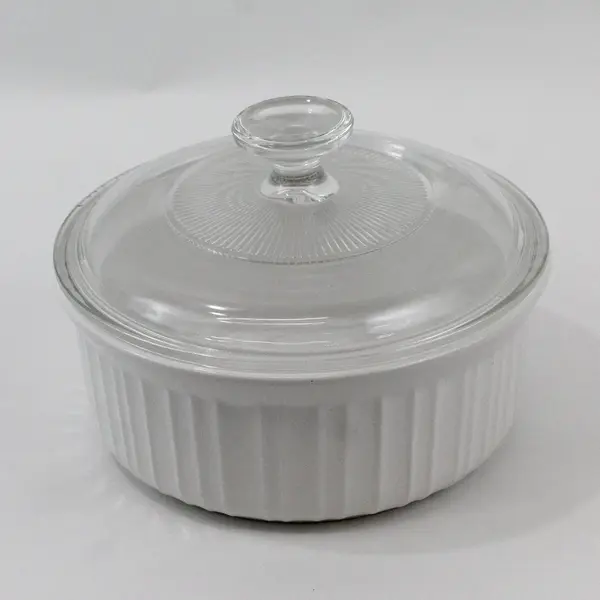 Corning Ware French White 1.5 Qt Round Casserole Baking Dish with Lid