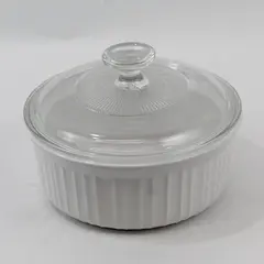 Corning Ware French White 1.5 Qt Round Casserole Baking Dish with Lid
