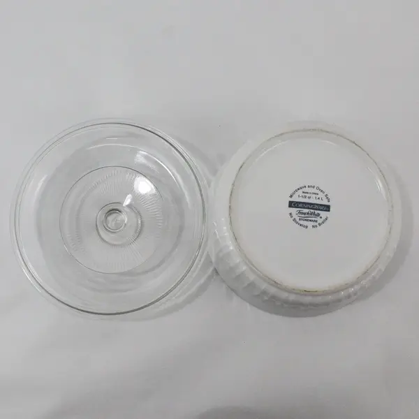 Corning Ware French White 1.5 Qt Round Casserole Baking Dish with Lid