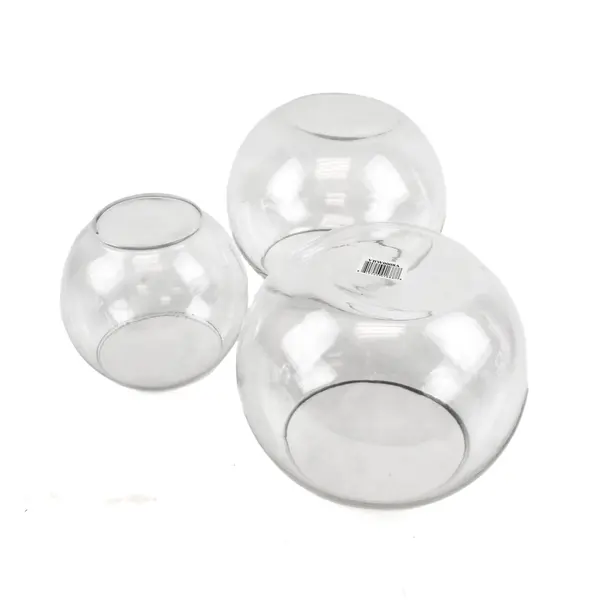 Lot of 3 Clear Glass Fishbowl Vases 5" & 6" Centerpiece Terrarium
