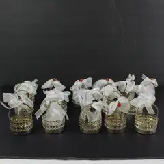 Lot of 16 Small Metal Baskets Red Roses Thank You Party Favor Wedding Decor