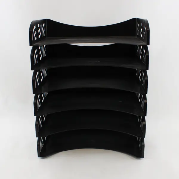 Set of 6 Black Stacking Letter Trays Desk File Organizer