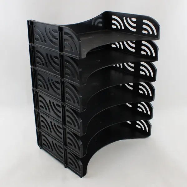 Set of 6 Black Stacking Letter Trays Desk File Organizer