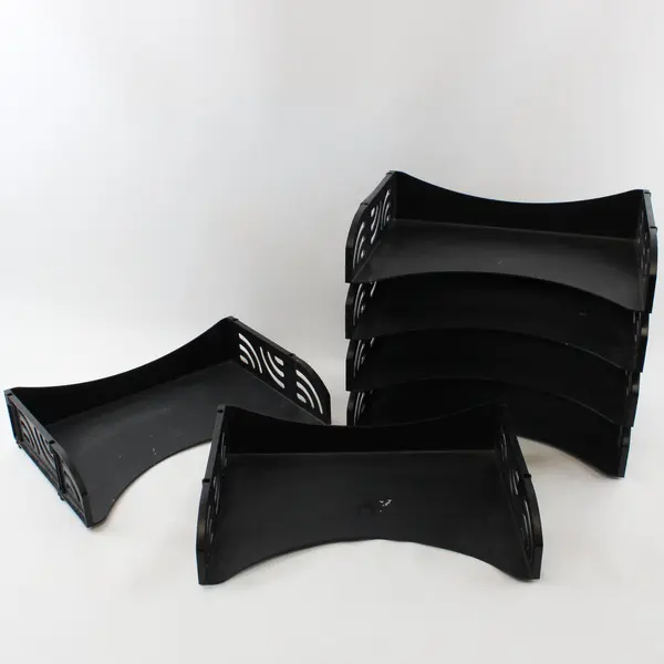 Set of 6 Black Stacking Letter Trays Desk File Organizer