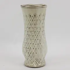 Off-White Textured Ceramic Vase 8 Inch Neutral Home Decor