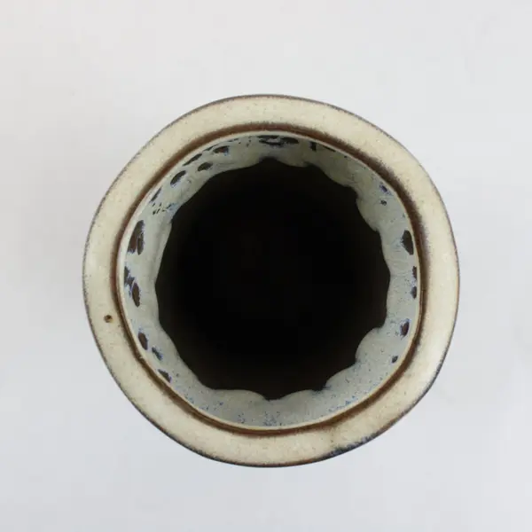 Off-White Textured Ceramic Vase 8 Inch Neutral Home Decor