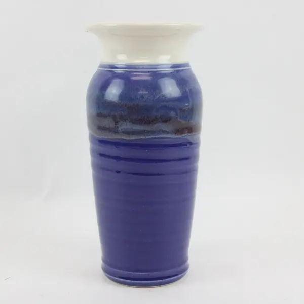 Handmade Pottery Vase Blue and White 9.5in Decorative