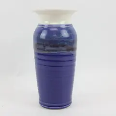 Handmade Pottery Vase Blue and White 9.5in Decorative