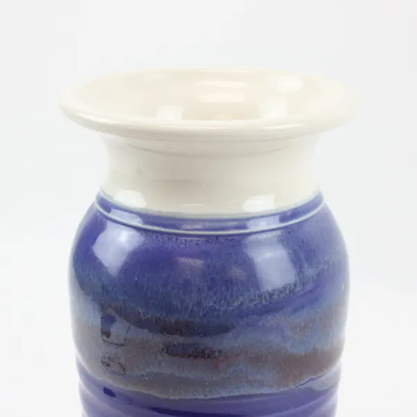 Handmade Pottery Vase Blue and White 9.5in Decorative
