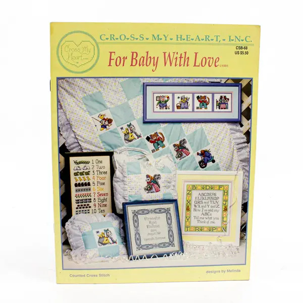 VTG For Baby With Love Counted Cross Stitch Cross My Heart Pattern Book 1991 PB