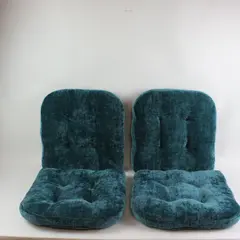 Set of 4 Teal Chenille Button-Tufted Chair Cushions 14.5x15.5 No Ties