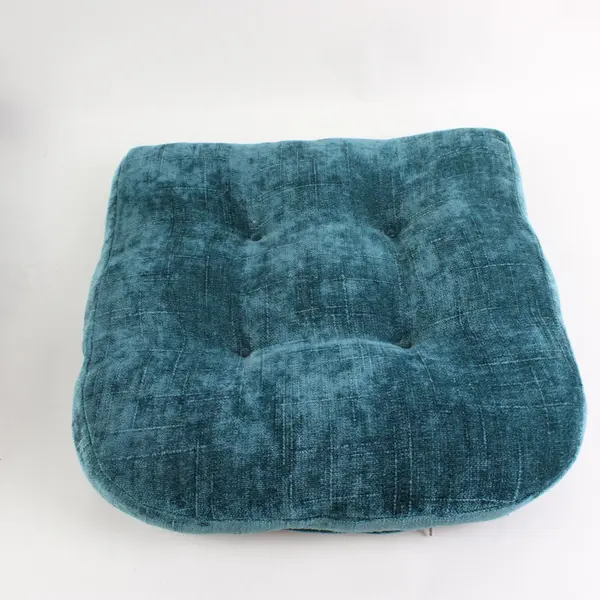 Set of 4 Teal Chenille Button-Tufted Chair Cushions 14.5x15.5 No Ties