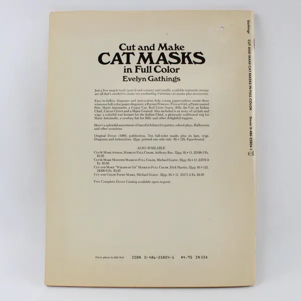 Cut & Make Cat Masks Full Color Evelyn Gathings Paperback Craft Book