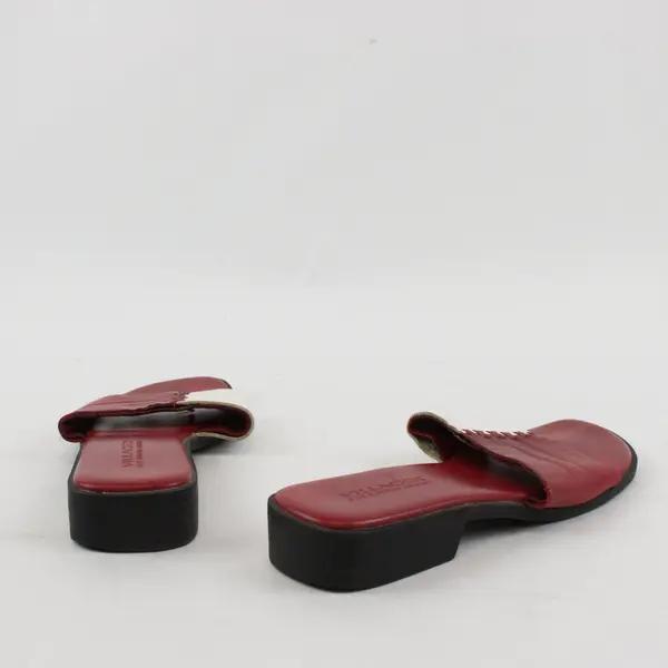 Villager by Liz Claiborne Red White Leather Slip-On Sandals Women's 8M