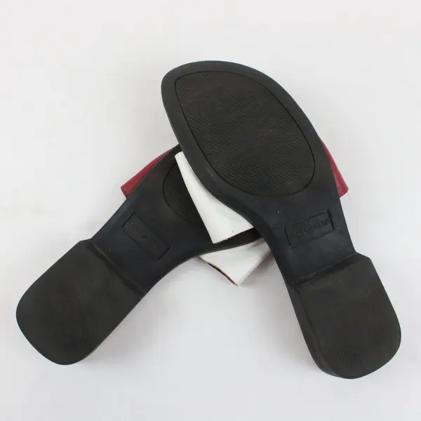 Villager by Liz Claiborne Red White Leather Slip-On Sandals Women's 8M