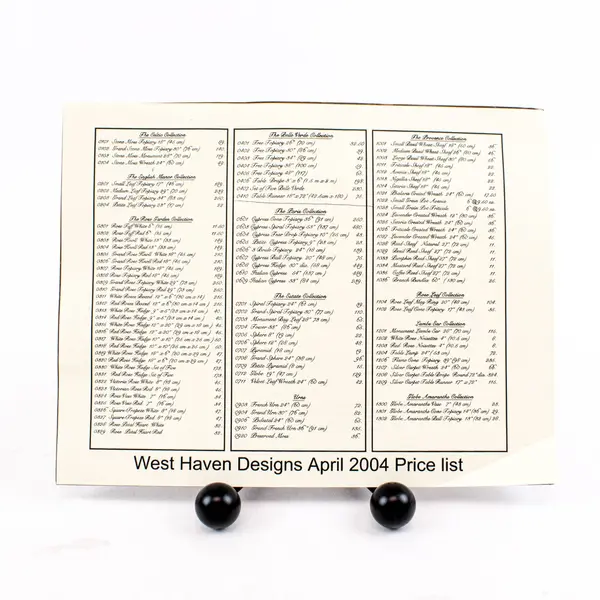 West Haven Designs Topiaries April 2004 Catalog and Price List 