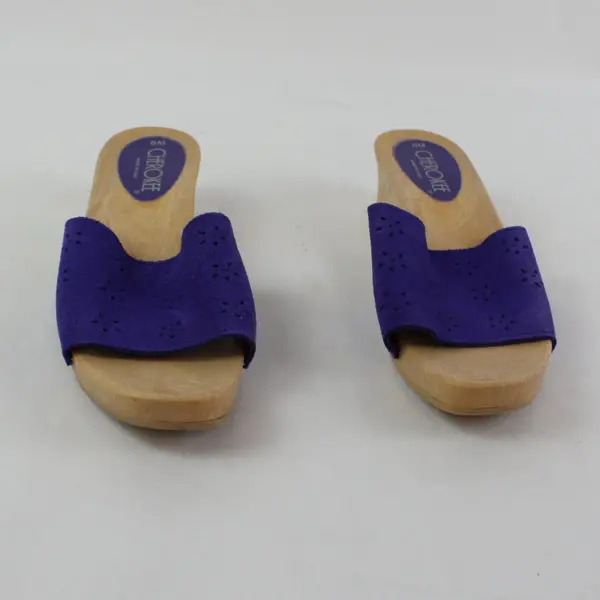 Cherokee Indigo Blue Leather Wedge Slip-On Sandals Women's 8M