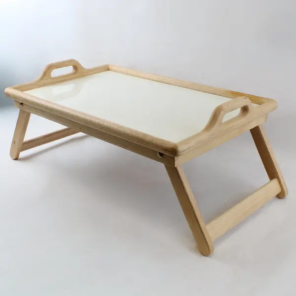 Goodwood Wood Folding Lap Serving Tray Table Bed Sofa Brown White