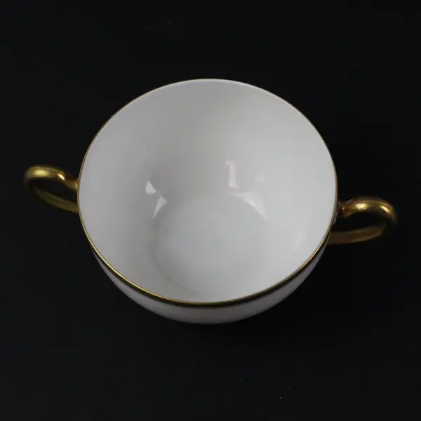 Paul Muller White & Gold Bouillon Cup Saucer Set Dinnerware