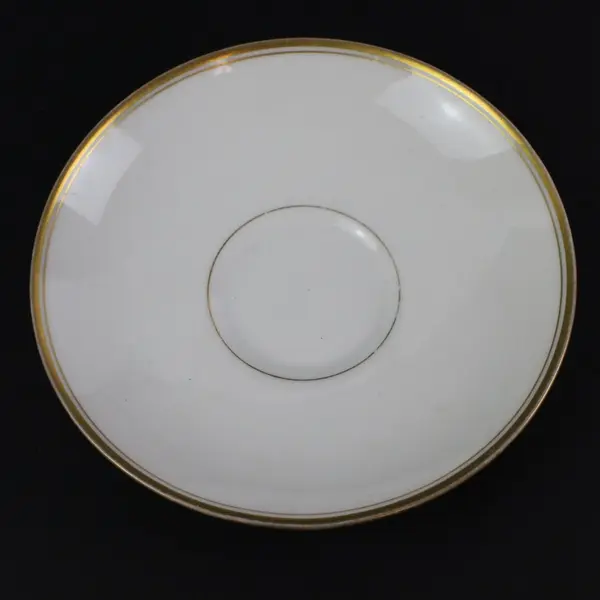 Paul Muller White & Gold Bouillon Cup Saucer Set Dinnerware