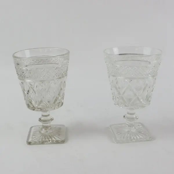Set of 2 Vintage Imperial Glass Cape Cod Wafer Stem Water Goblets